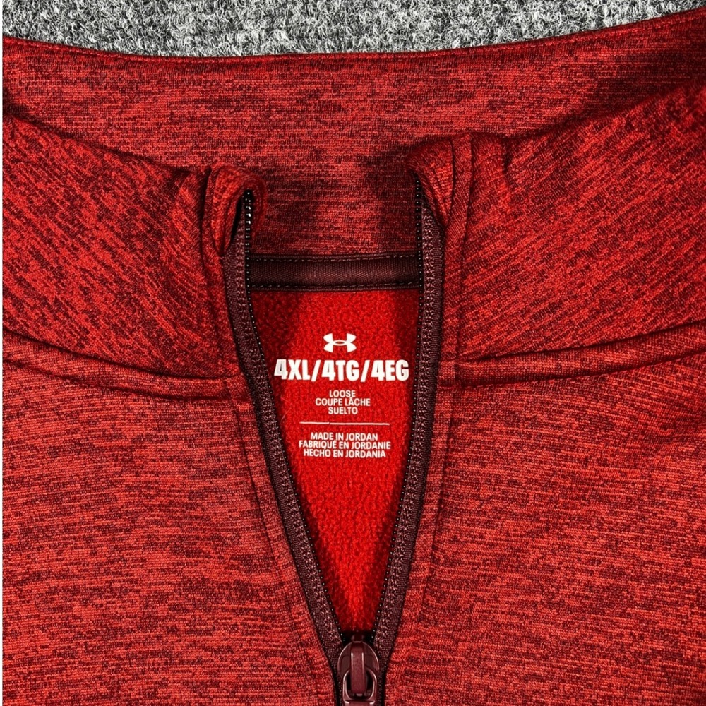 Under Armour Mens 4XL Red Heathered Quarter Zip Pullover Loose Fit Sweatshirt